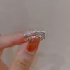 Real Gold Electroplating Korean Zircon Geometric Open Ring Wholesale