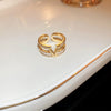 Real Gold Electroplating Korean Zircon Geometric Open Ring Wholesale