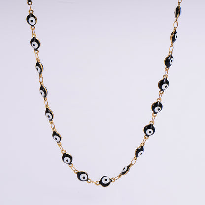 Classical Roman Style Devil's Eye Stainless Steel Epoxy Plating 18k Gold Plated Bracelets Necklace