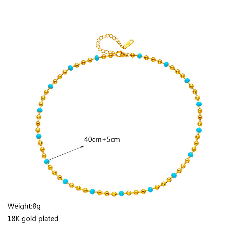 Modern Style Round Titanium Steel Enamel Plating 18k Gold Plated Necklace