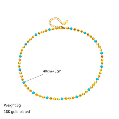 Modern Style Round Titanium Steel Enamel Plating 18k Gold Plated Necklace