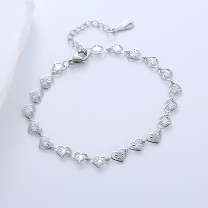 Casual Simple Style Triangle Heart Shape Stainless Steel Patchwork Plating 18k Gold Plated Bracelets