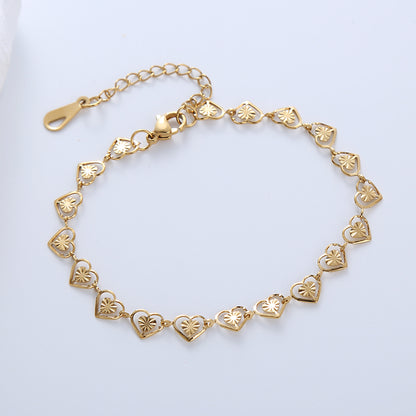 Casual Simple Style Triangle Heart Shape Stainless Steel Patchwork Plating 18k Gold Plated Bracelets