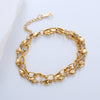 Casual Simple Style Triangle Heart Shape Stainless Steel Patchwork Plating 18k Gold Plated Bracelets