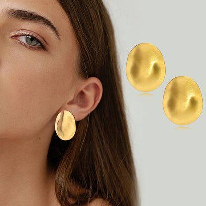 1 Pair Ins Style Oval Plating Stainless Steel 18k Gold Plated Ear Studs