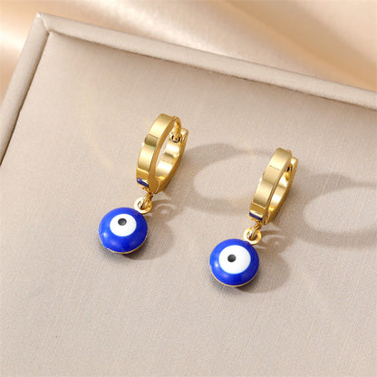 1 Pair Sweet Simple Style Eye Enamel Stainless Steel Dangling Earrings