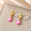 1 Pair Sweet Simple Style Eye Enamel Stainless Steel Dangling Earrings