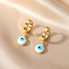 1 Pair Sweet Simple Style Eye Enamel Stainless Steel Dangling Earrings