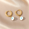 1 Pair Sweet Simple Style Eye Enamel Stainless Steel Dangling Earrings