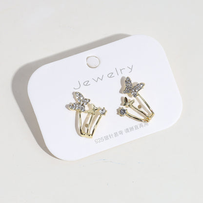 1 Pair Lady Round Square Butterfly Plating Inlay Alloy Artificial Gemstones Ear Studs