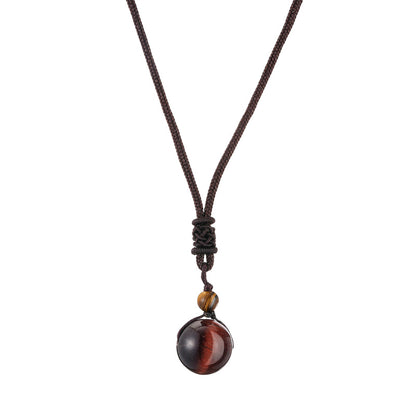 Retro Round Natural Stone Crystal Agate Plating Unisex Pendant Necklace