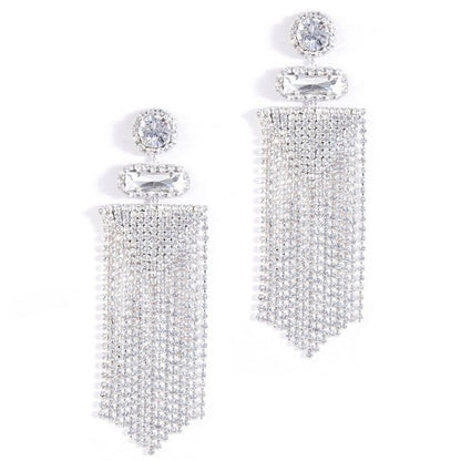 Business Solid Color Rhinestone Patchwork Women's Drop Earrings