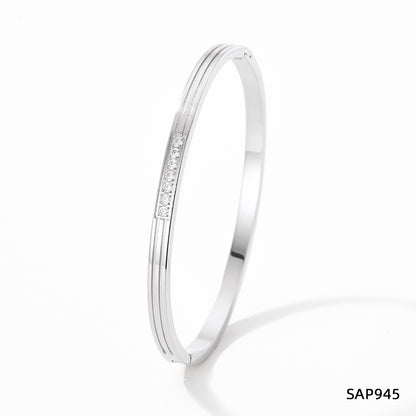 Simple Style Classic Style Geometric Stainless Steel Plating Inlay Zircon Bangle