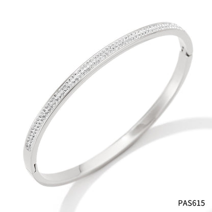 Simple Style Classic Style Geometric Stainless Steel Plating Inlay Zircon Bangle