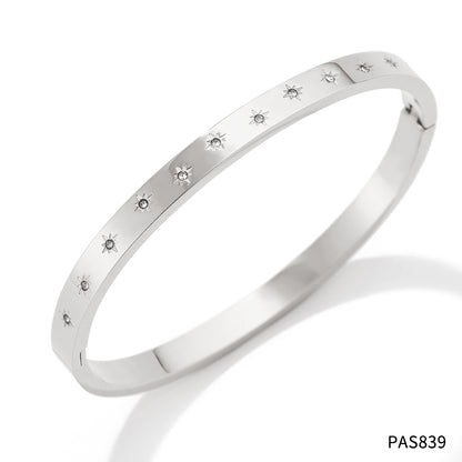 Simple Style Classic Style Geometric Stainless Steel Plating Inlay Zircon Bangle