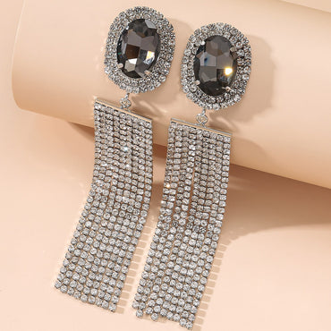 Glam Tassel Alloy Inlay Rhinestones Women's Dangling Earrings
