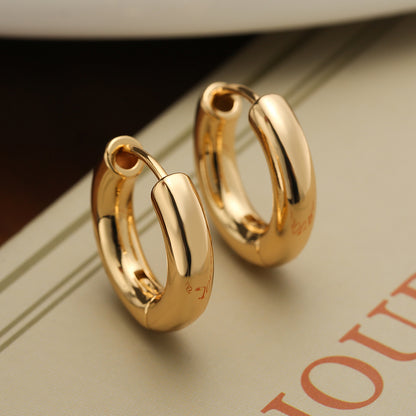 1 Pair Basic Commute Solid Color Copper Plating 18k Gold Plated Hoop Earrings