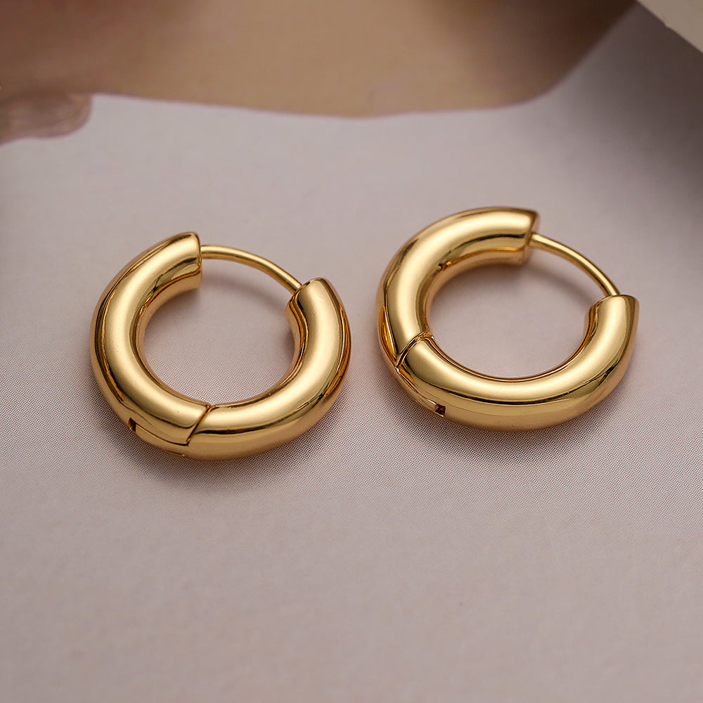 1 Pair Basic Commute Solid Color Copper Plating 18k Gold Plated Hoop Earrings