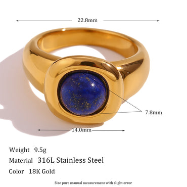 Vintage Style Ethnic Style Classic Style Colorful Stainless Steel Plating Inlay Natural Stone 18k Gold Plated Rings