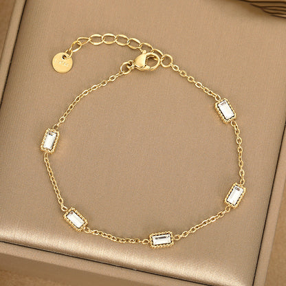 Simple Style Round 304 Stainless Steel Zircon Bracelets In Bulk