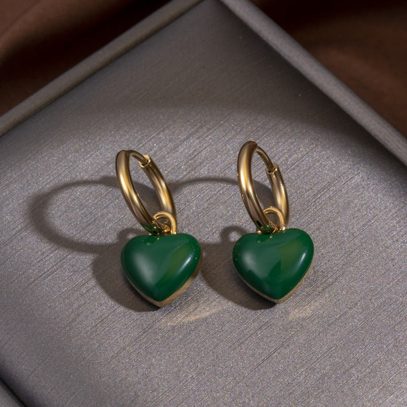 1 Pair Simple Style Heart Shape Titanium Steel Earrings
