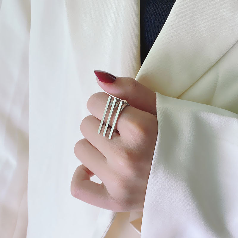 Simple Style Geometric Titanium Steel Plating Rings