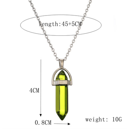 Streetwear Gradient Color Stainless Steel Natural Stone Plating Pendant Necklace