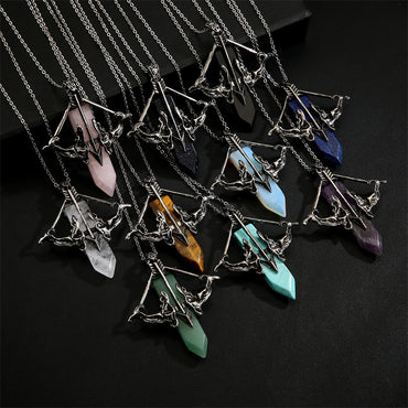 Streetwear Colorful Stainless Steel Natural Stone Plating Pendant Necklace