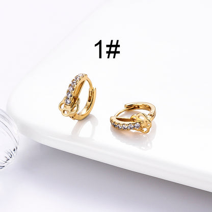 1 Pair Streetwear Star Copper Plating Inlay Zircon 18k Gold Plated Hoop Earrings