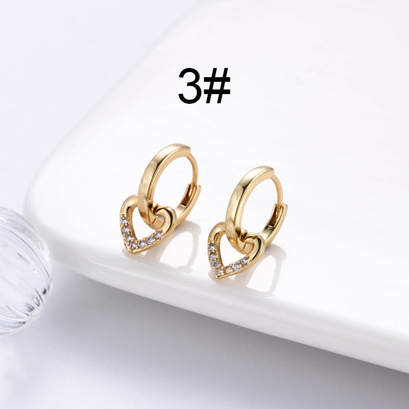 1 Pair Streetwear Star Copper Plating Inlay Zircon 18k Gold Plated Hoop Earrings