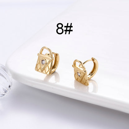 1 Pair Streetwear Star Copper Plating Inlay Zircon 18k Gold Plated Hoop Earrings