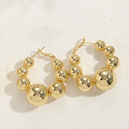 1 Pair Elegant Luxurious Classic Style Ball Plating Copper 14k Gold Plated Hoop Earrings