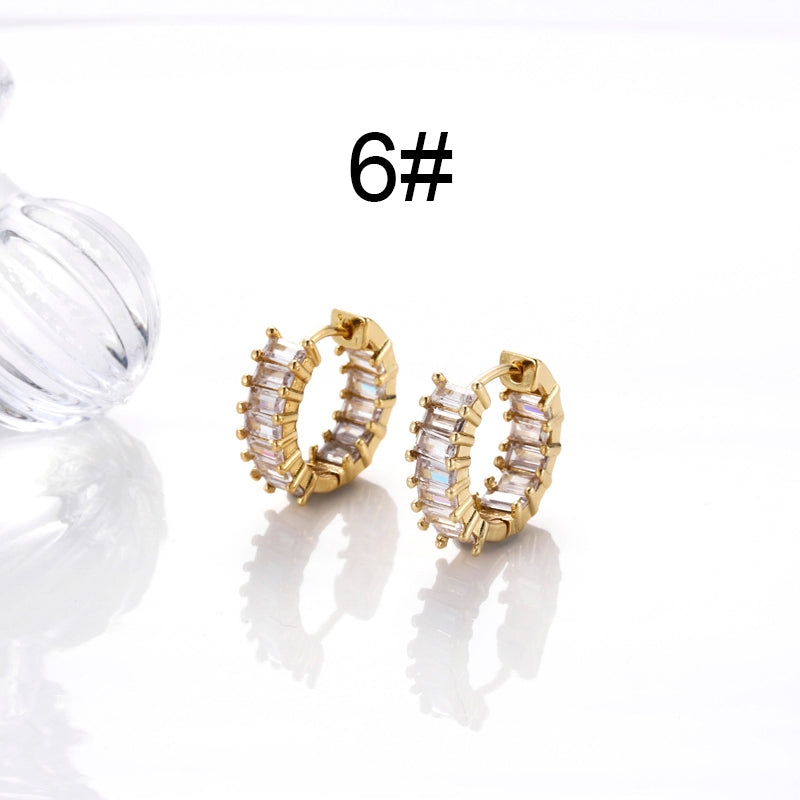 1 Pair Korean Style Round Copper Plating Inlay Zircon 18k Gold Plated Hoop Earrings Earrings