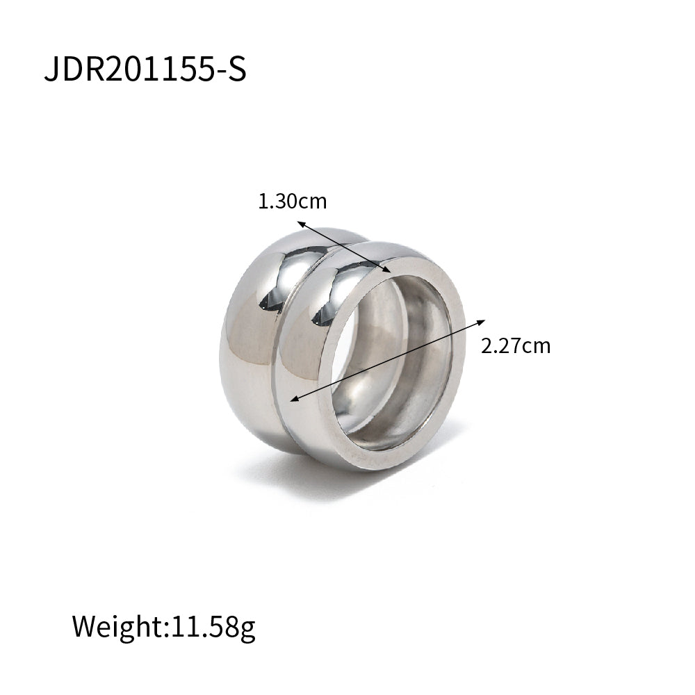 Ins Style Circle Stainless Steel Wide Band Ring Rings