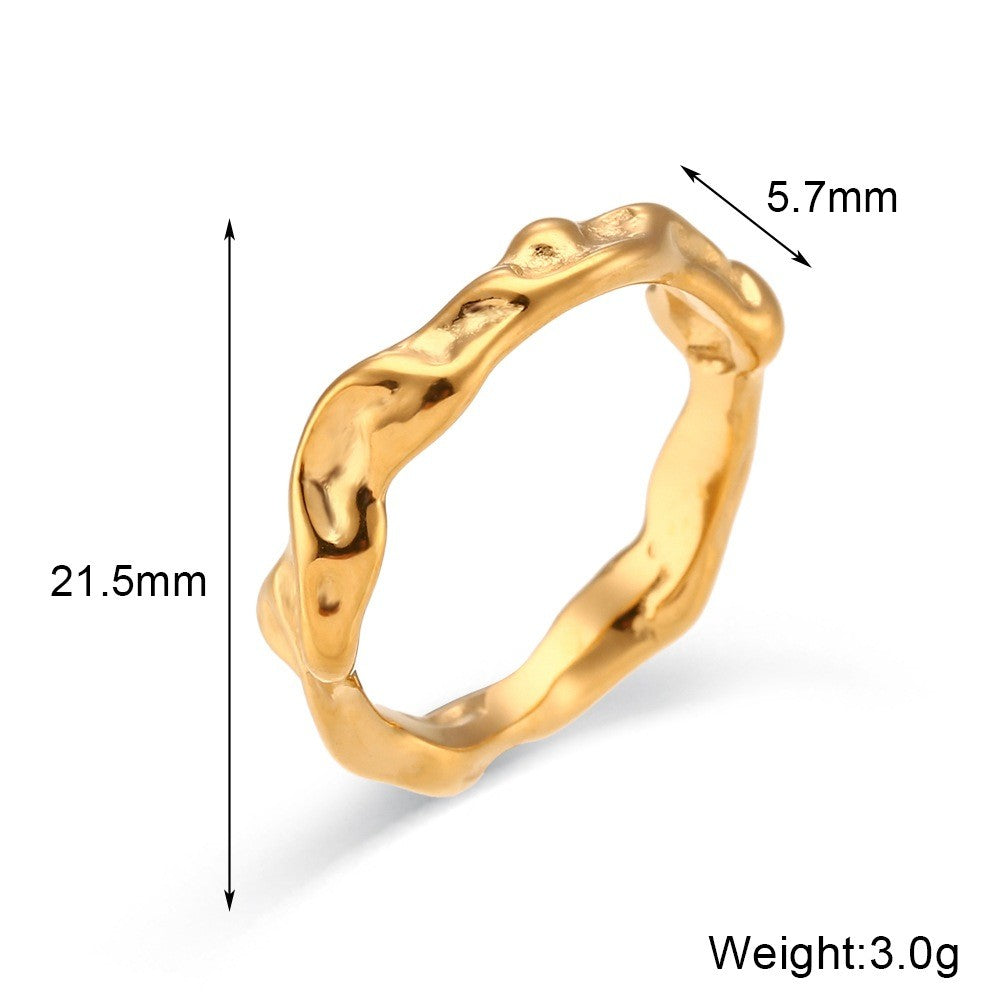 Simple Style Solid Color Stainless Steel Plating 18k Gold Plated Rings