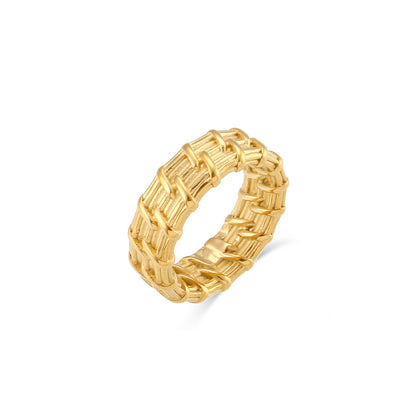 Simple Style Solid Color Stainless Steel Plating 18k Gold Plated Rings