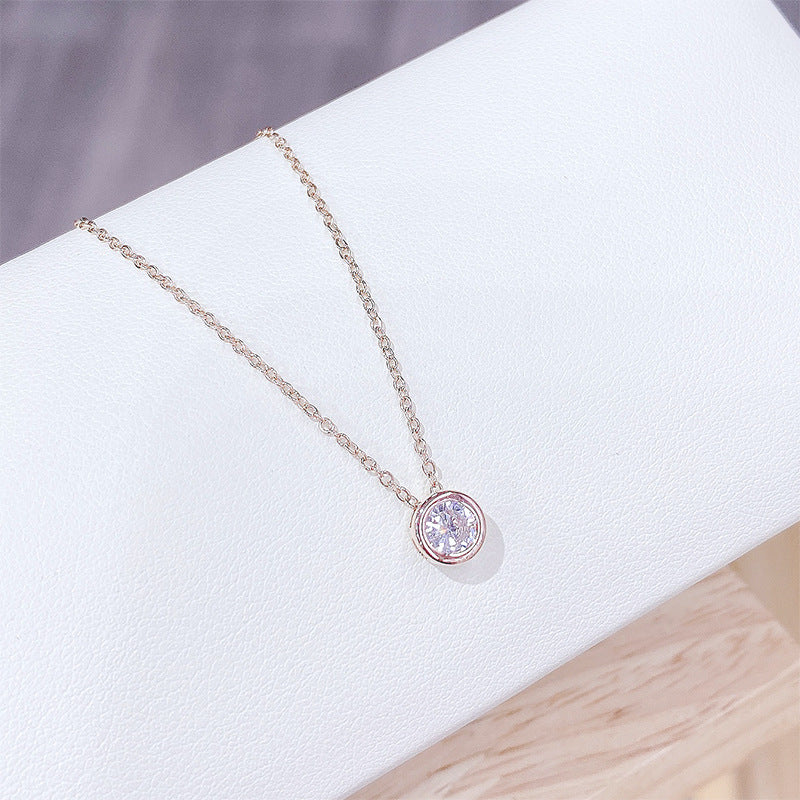 Simple Style Round Copper Zircon Necklace In Bulk