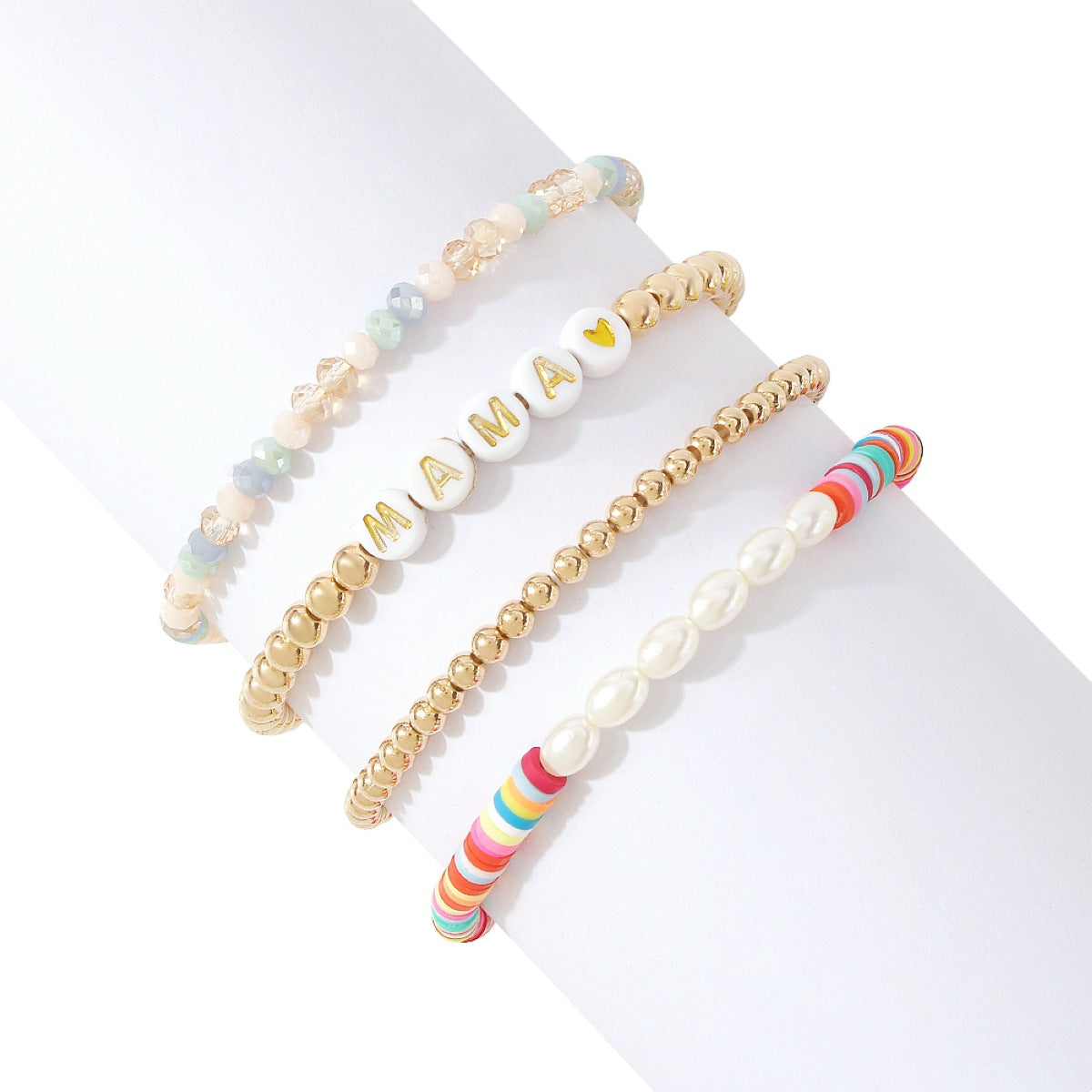 Mama Simple Style Letter Artificial Crystal Alloy Soft Clay Wholesale Bracelets