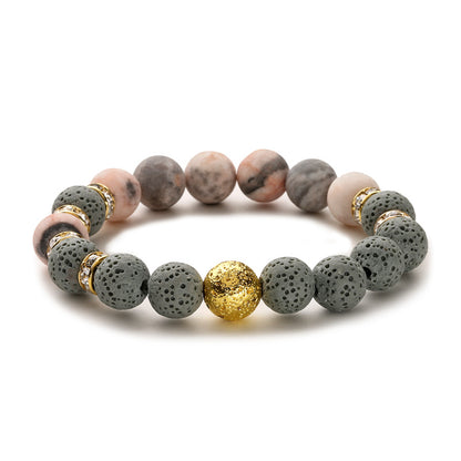 Retro Lock Natural Stone Beaded Bracelets