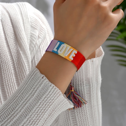 Casual Vacation Simple Style Letter Stripe Nylon Embroidery Braid Women's Wristband