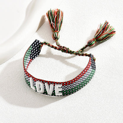 Casual Vacation Simple Style Letter Stripe Nylon Embroidery Braid Women's Wristband