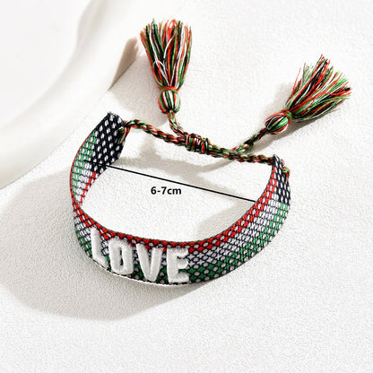 Casual Vacation Simple Style Letter Stripe Nylon Embroidery Braid Women's Wristband