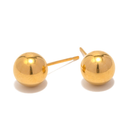 1 Pair Ins Style Simple Style Ball Plating Stainless Steel 18k Gold Plated Ear Studs