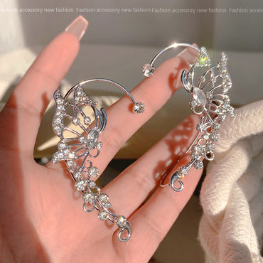 1 Piece Vintage Style Sweet Butterfly Plating Inlay Alloy Zircon Silver Plated Ear Cuffs