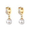 1 Pair Elegant Round Heart Shape Stainless Steel Artificial Pearl Plating Inlay Zircon Drop Earrings