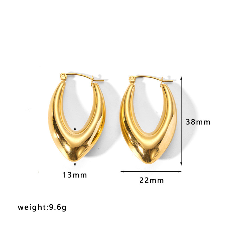 1 Pair Simple Style Solid Color Stainless Steel Plating Gold Plated Earrings