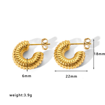 1 Pair Simple Style Solid Color Stainless Steel Plating Gold Plated Earrings