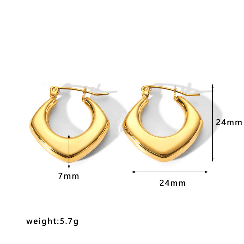 1 Pair Simple Style Solid Color Stainless Steel Plating Gold Plated Earrings