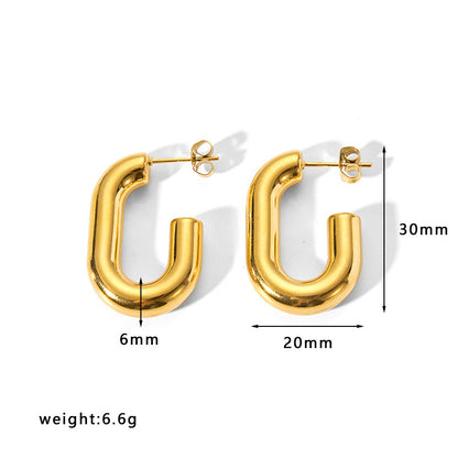 1 Pair Simple Style Solid Color Stainless Steel Plating Gold Plated Earrings