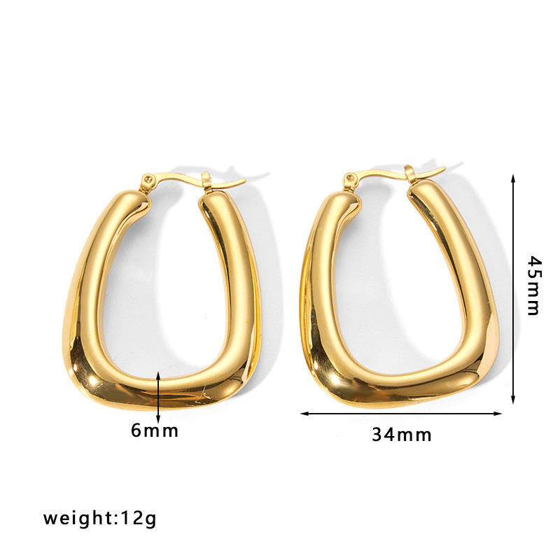 1 Pair Simple Style Solid Color Stainless Steel Plating Gold Plated Earrings